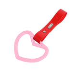 Heart Shape JDM Tsurikawa Drift Subway Train Bus Handle Strap – Universal Car Interior Hanging Charm, Red PVC X2