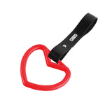 Heart Shape JDM Tsurikawa Drift Subway Train Bus Handle Strap – Universal Car Interior Hanging Charm, Black PVC X2