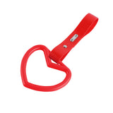 Heart Shape JDM Tsurikawa Drift Subway Train Bus Handle Strap – Universal Car Interior Hanging Charm, Red PVC X2