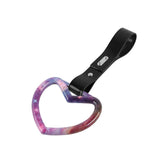 Heart Shape JDM Tsurikawa Drift Subway Train Bus Handle Strap – Universal Car Interior Hanging Charm, Black PVC X2