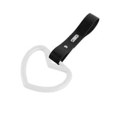 Heart Shape JDM Tsurikawa Drift Subway Train Bus Handle Strap – Universal Car Interior Hanging Charm, Black PVC X2