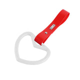 Heart Shape JDM Tsurikawa Drift Subway Train Bus Handle Strap – Universal Car Interior Hanging Charm, Red PVC X2