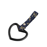 Heart Shape JDM Tsurikawa Drift Subway Train Bus Handle Strap – Universal Car Interior Hanging Charm, Bosozoku Blue Flowers Pattern Retro Nylon Strap X1