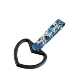 Heart Shape JDM Tsurikawa Drift Subway Train Bus Handle Strap – Universal Car Interior Hanging Charm, Bosozoku Blue Waves Pattern Retro Nylon Strap X1
