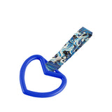 Heart Shape JDM Tsurikawa Drift Subway Train Bus Handle Strap – Universal Car Interior Hanging Charm, Bosozoku Blue Waves Pattern Retro Nylon Strap X1