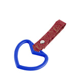 Heart Shape JDM Tsurikawa Drift Subway Train Bus Handle Strap – Universal Car Interior Hanging Charm, Bosozoku Red Clouds Pattern Retro Nylon Strap X1