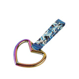 Heart Shape JDM Tsurikawa Drift Subway Train Bus Handle Strap – Universal Car Interior Hanging Charm, Bosozoku Blue Waves Pattern Retro Nylon Strap X1