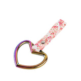 Heart Shape JDM Tsurikawa Drift Subway Train Bus Handle Strap – Universal Car Interior Hanging Charm, Bosozoku Pink Flowers Pattern Retro Nylon Strap X1