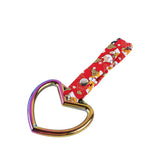 Heart Shape JDM Tsurikawa Drift Subway Train Bus Handle Strap – Universal Car Interior Hanging Charm, Bosozoku Red Dogs Pattern Retro Nylon Strap X1