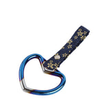 Heart Shape JDM Tsurikawa Drift Subway Train Bus Handle Strap – Universal Car Interior Hanging Charm, Bosozoku Blue Flowers Pattern Retro Nylon Strap X1