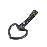 Heart Shape JDM Tsurikawa Drift Subway Train Bus Handle Strap – Universal Car Interior Hanging Charm, Bosozoku Blue Flowers Pattern Retro Nylon Strap X1
