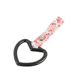 Heart Shape JDM Tsurikawa Drift Subway Train Bus Handle Strap – Universal Car Interior Hanging Charm, Bosozoku Pink Flowers Pattern Retro Nylon Strap X1