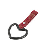 Heart Shape JDM Tsurikawa Drift Subway Train Bus Handle Strap – Universal Car Interior Hanging Charm, Bosozoku Red Clouds Pattern Retro Nylon Strap X1
