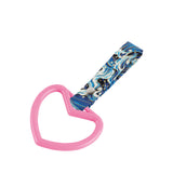 Heart Shape JDM Tsurikawa Drift Subway Train Bus Handle Strap – Universal Car Interior Hanging Charm, Bosozoku Blue Waves Pattern Retro Nylon Strap X1