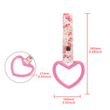 Heart Shape JDM Tsurikawa Drift Subway Train Bus Handle Strap – Universal Car Interior Hanging Charm, Bosozoku Pink Flowers Pattern Retro Nylon Strap X1