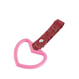 Heart Shape JDM Tsurikawa Drift Subway Train Bus Handle Strap – Universal Car Interior Hanging Charm, Bosozoku Red Clouds Pattern Retro Nylon Strap X1