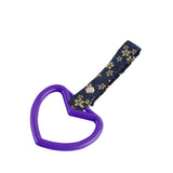 Heart Shape JDM Tsurikawa Drift Subway Train Bus Handle Strap – Universal Car Interior Hanging Charm, Bosozoku Blue Flowers Pattern Retro Nylon Strap X1