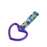 Heart Shape JDM Tsurikawa Drift Subway Train Bus Handle Strap – Universal Car Interior Hanging Charm, Bosozoku Blue Waves Pattern Retro Nylon Strap X1