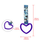 Heart Shape JDM Tsurikawa Drift Subway Train Bus Handle Strap – Universal Car Interior Hanging Charm, Bosozoku Blue Waves Pattern Retro Nylon Strap X1