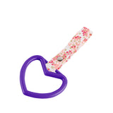 Heart Shape JDM Tsurikawa Drift Subway Train Bus Handle Strap – Universal Car Interior Hanging Charm, Bosozoku Pink Flowers Pattern Retro Nylon Strap X1