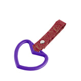 Heart Shape JDM Tsurikawa Drift Subway Train Bus Handle Strap – Universal Car Interior Hanging Charm, Bosozoku Red Clouds Pattern Retro Nylon Strap X1