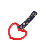 Heart Shape JDM Tsurikawa Drift Subway Train Bus Handle Strap – Universal Car Interior Hanging Charm, Bosozoku Blue Flowers Pattern Retro Nylon Strap X1