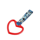 Heart Shape JDM Tsurikawa Drift Subway Train Bus Handle Strap – Universal Car Interior Hanging Charm, Bosozoku Blue Waves Pattern Retro Nylon Strap X1
