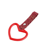 Heart Shape JDM Tsurikawa Drift Subway Train Bus Handle Strap – Universal Car Interior Hanging Charm, Bosozoku Red Clouds Pattern Retro Nylon Strap X1