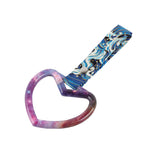 Heart Shape JDM Tsurikawa Drift Subway Train Bus Handle Strap – Universal Car Interior Hanging Charm, Bosozoku Blue Waves Pattern Retro Nylon Strap X1