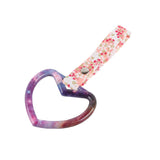 Heart Shape JDM Tsurikawa Drift Subway Train Bus Handle Strap – Universal Car Interior Hanging Charm, Bosozoku Pink Flowers Pattern Retro Nylon Strap X1