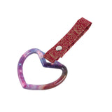 Heart Shape JDM Tsurikawa Drift Subway Train Bus Handle Strap – Universal Car Interior Hanging Charm, Bosozoku Red Clouds Pattern Retro Nylon Strap X1