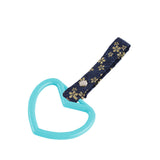 Heart Shape JDM Tsurikawa Drift Subway Train Bus Handle Strap – Universal Car Interior Hanging Charm, Bosozoku Blue Flowers Pattern Retro Nylon Strap X1