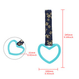Heart Shape JDM Tsurikawa Drift Subway Train Bus Handle Strap – Universal Car Interior Hanging Charm, Bosozoku Blue Flowers Pattern Retro Nylon Strap X1