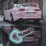 Heart Shape JDM Tsurikawa Drift Subway Train Bus Handle Strap – Universal Car Interior Hanging Charm, Bosozoku Blue Flowers Pattern Retro Nylon Strap X1
