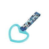 Heart Shape JDM Tsurikawa Drift Subway Train Bus Handle Strap – Universal Car Interior Hanging Charm, Bosozoku Blue Waves Pattern Retro Nylon Strap X1