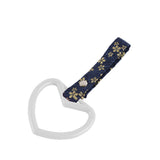 Heart Shape JDM Tsurikawa Drift Subway Train Bus Handle Strap – Universal Car Interior Hanging Charm, Bosozoku Blue Flowers Pattern Retro Nylon Strap X1