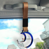 Moon Shape JDM Tsurikawa Drift Subway Train Bus Handle Strap – Universal Car Interior Hanging Charm, Nylon Strap with Burnt Blue Ring