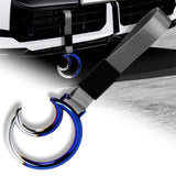 Moon Shape JDM Tsurikawa Drift Subway Train Bus Handle Strap – Universal Car Interior Hanging Charm, Nylon Strap with Burnt Blue Ring
