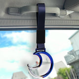 Moon Shape JDM Tsurikawa Drift Subway Train Bus Handle Strap – Universal Car Interior Hanging Charm, Nylon Strap with Burnt Blue Ring