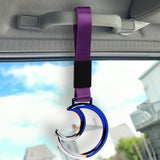 Moon Shape JDM Tsurikawa Drift Subway Train Bus Handle Strap – Universal Car Interior Hanging Charm, Nylon Strap with Burnt Blue Ring