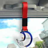 Moon Shape JDM Tsurikawa Drift Subway Train Bus Handle Strap – Universal Car Interior Hanging Charm, Nylon Strap with Burnt Blue Ring