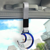 Moon Shape JDM Tsurikawa Drift Subway Train Bus Handle Strap – Universal Car Interior Hanging Charm, Nylon Strap with Burnt Blue Ring