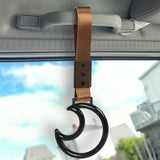Moon Shape Crystal-Style Ring JDM Tsurikawa Drift Subway Train Bus Handle Strap – Universal Car Interior Hanging Charm, Brown Nylon X2