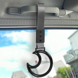 Moon Shape Crystal-Style Ring JDM Tsurikawa Drift Subway Train Bus Handle Strap – Universal Car Interior Hanging Charm, Gray Nylon X2