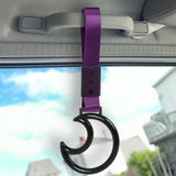 Moon Shape Crystal-Style Ring JDM Tsurikawa Drift Subway Train Bus Handle Strap – Universal Car Interior Hanging Charm, Purple Nylon X1