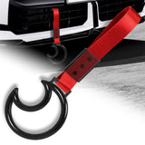 Moon Shape Crystal-Style Ring JDM Tsurikawa Drift Subway Train Bus Handle Strap – Universal Car Interior Hanging Charm, Red Nylon X1