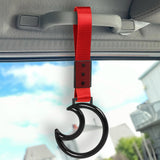 Moon Shape Crystal-Style Ring JDM Tsurikawa Drift Subway Train Bus Handle Strap – Universal Car Interior Hanging Charm, Red Nylon X1