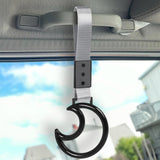 Moon Shape Crystal-Style Ring JDM Tsurikawa Drift Subway Train Bus Handle Strap – Universal Car Interior Hanging Charm, Silver Nylon X1