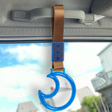 Moon Shape Crystal-Style Ring JDM Tsurikawa Drift Subway Train Bus Handle Strap – Universal Car Interior Hanging Charm, Brown Nylon X2