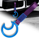 Moon Shape Crystal-Style Ring JDM Tsurikawa Drift Subway Train Bus Handle Strap – Universal Car Interior Hanging Charm, Purple Nylon X1